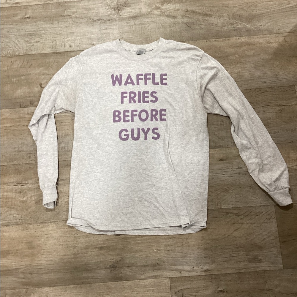 Gildan Gray Long Sleeve Tee with Purple Print